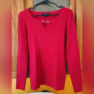 Rib Knit form fitting dressy sweater (L)